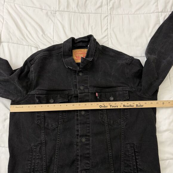 Levi's Trucker Jean Jacket Mens XL Faded Black Denim Workwear Y2K Grunge Biker - Picture 7 of 9